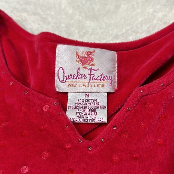 Quacker factory red velour snowflake dress house coat size medium - Picture 6 of 11